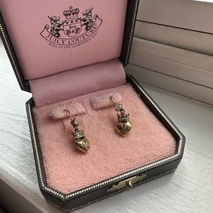 Juicy Couture Royal Heart Drop Gold Earrings